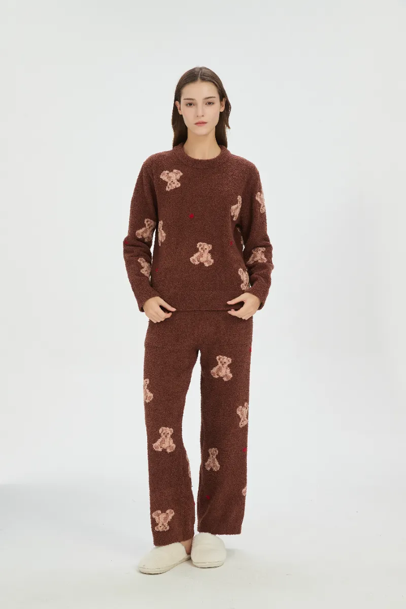 Bộ đồ ngủ lông cừu mềm màu nâu cho nữ Bộ đồ ngủ lông cừu mềm màu nâu cho nữ