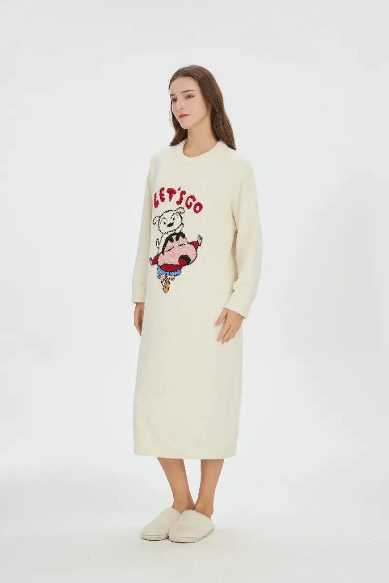 Váy ngủ flannel màu be cho nữ