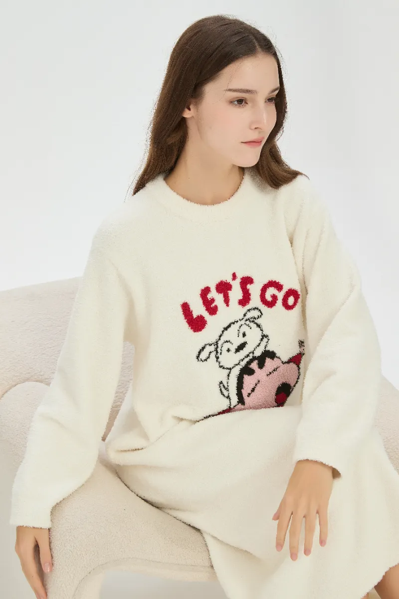 Váy ngủ flannel màu be cho nữ