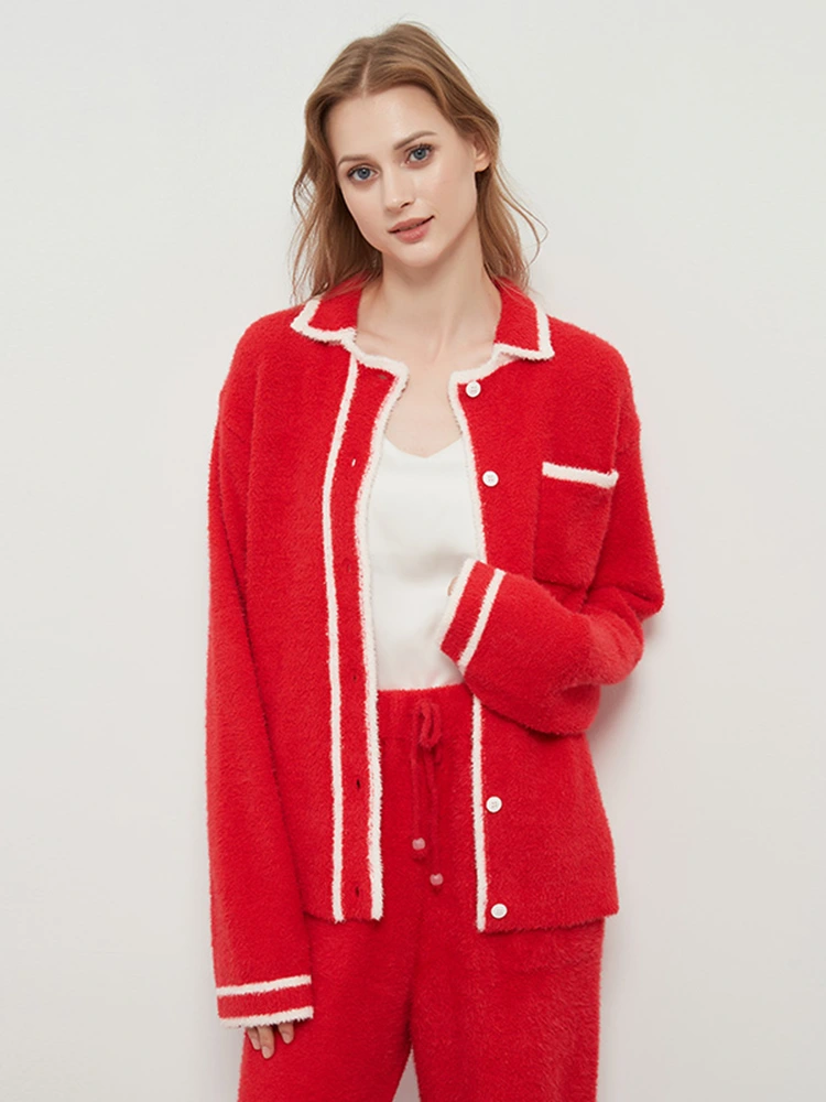 Áo len cardigan cổ bẻ nửa nhung dành cho nữ Áo len cardigan cổ bẻ nửa nhung dành cho nữ